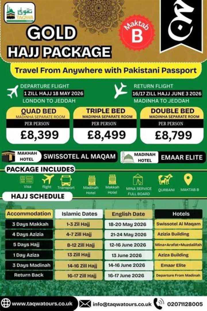 How much is Hajj from UK?