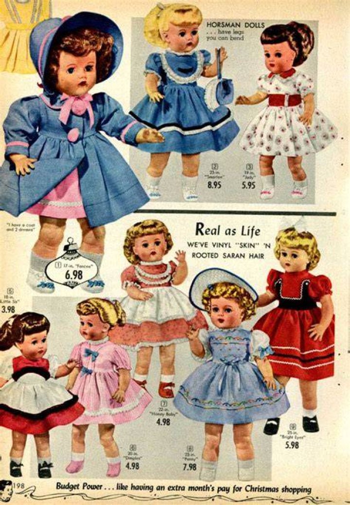 What were dolls made of in the 1950s?